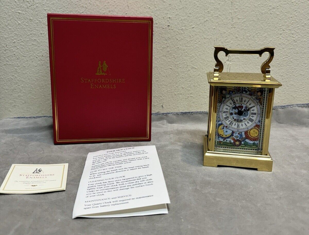 RARE Boxed Staffordshire Enamels Millennium Edition Miniature Mantel Clock